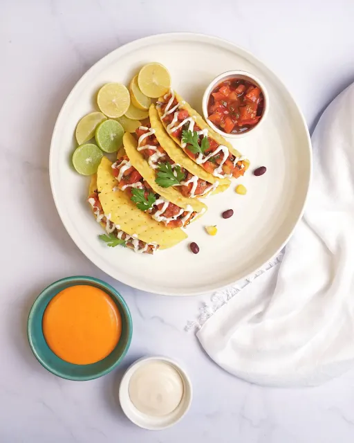 Roasted Veggies And Black Bean Tacos