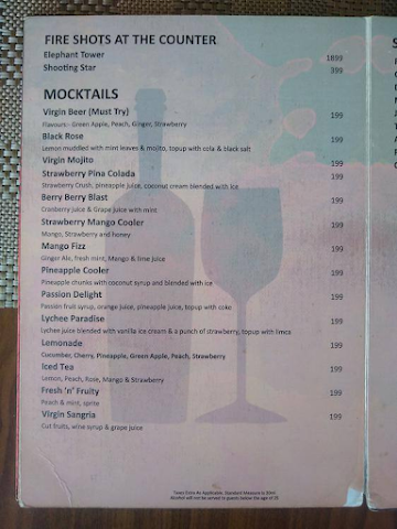 R A Hospitality menu 