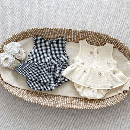Title 12, Baby Girl Embroidered Plaid Sleeveless Top Brea...