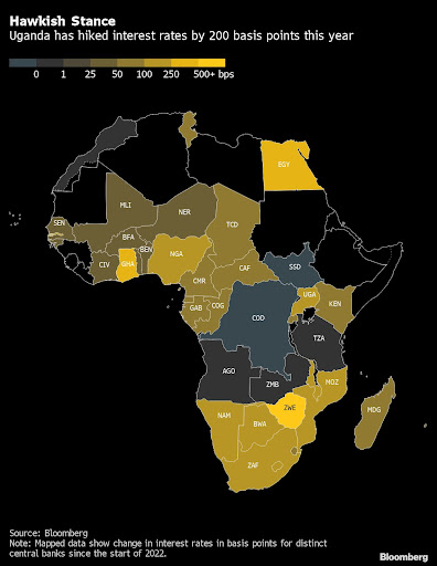 Uganda's central bank has increased its key interest rate to the highest in more than two years.