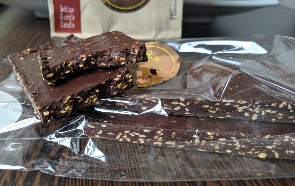 75% bettina & niccolo corallo sesame chocolate