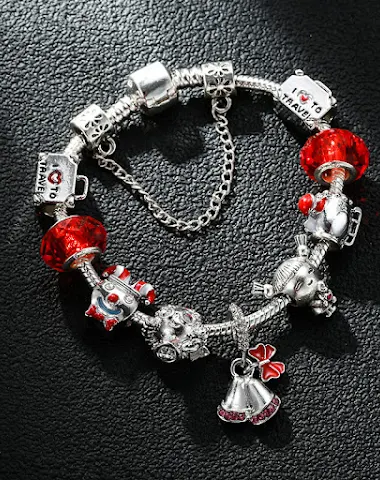 Kerstboom kralenarmband met antiek - 1