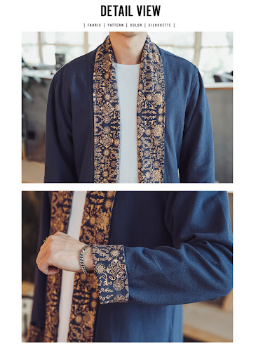 Title 13, Casual Stitching Printed Linen Cloak Plus Fat P...
