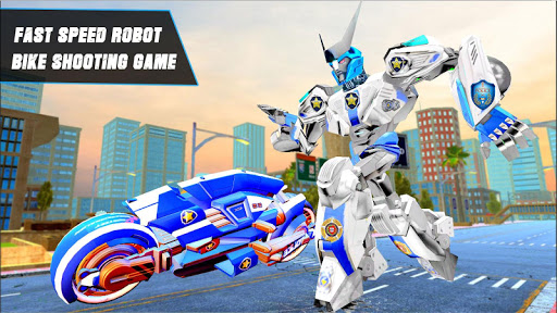 Us Police Bike Transform Robot Game