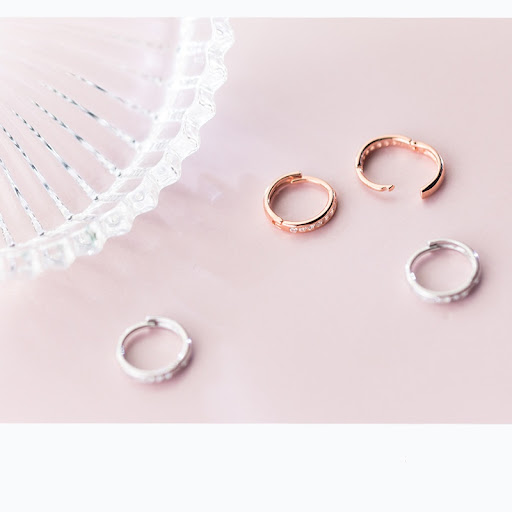 Title 3, Artistic silver diamond circular earrings for a...