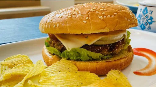 Chicken Burger With French Fries