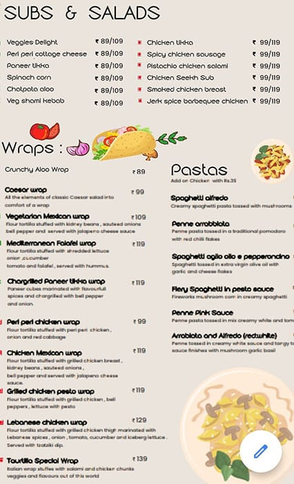 Cafe Taurtilla menu 