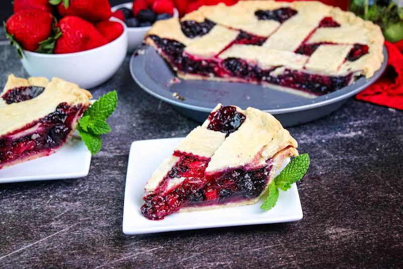 A Slice Of Three Sisters Pie On A Plate.