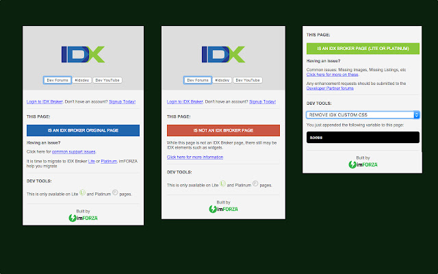 IDX Broker Developer Tools (by imFORZA) chrome extension