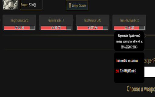 Kadaley CB Stamina Calculator