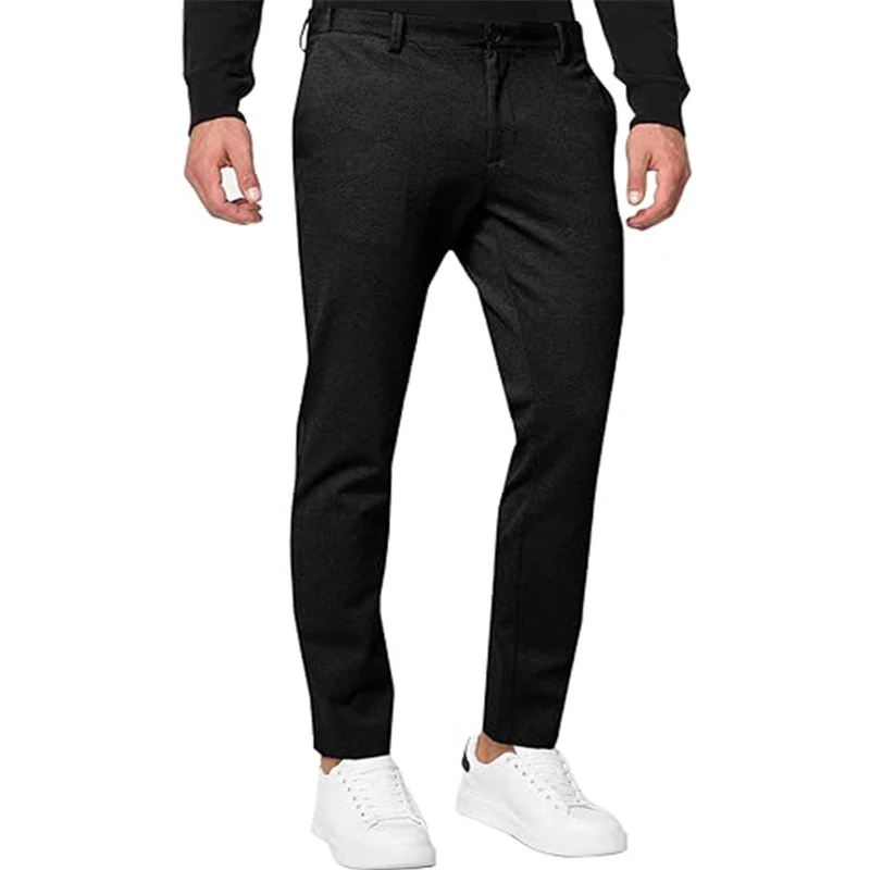 Erkek Chino Slim-fit Düz Renk Esnek Pileli Dar Paça Günlük Pantolon. Günlük kullanım için rahatlık ve şıklık. Tarzını tamamla.