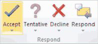 Меню ответа на приглашение в Outlook 2010