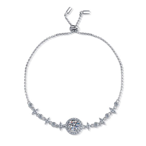 Title 3, 1 Carat Moissanite Bracelet S925 Silver Round B...