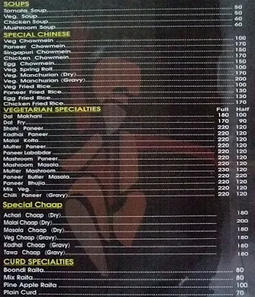 Punjabi Zaika menu 