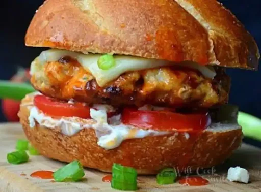 BBQ Paneer Burger (mouth Melting Premium Paneer)