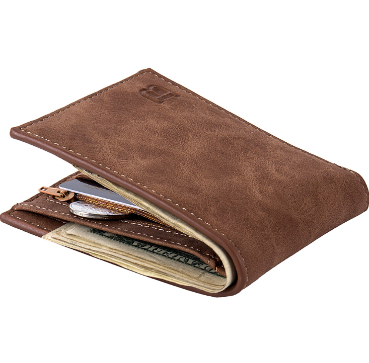 Fashion Men's Wallet with Coin Bag, Zipper, Slim Design. Small Money Purse, Dollar Clip, New Design. Convenient and styl