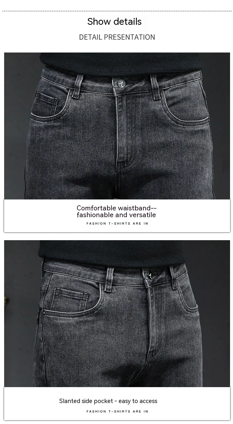 Title 6, Calças Jeans Grossas Masculinas Forradas com Fl...