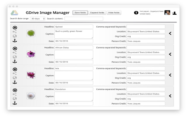 GDRIVE Image Manager chrome extension