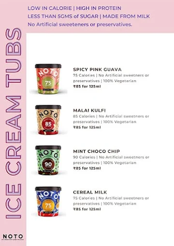 NOTO Healthy Ice Cream menu 