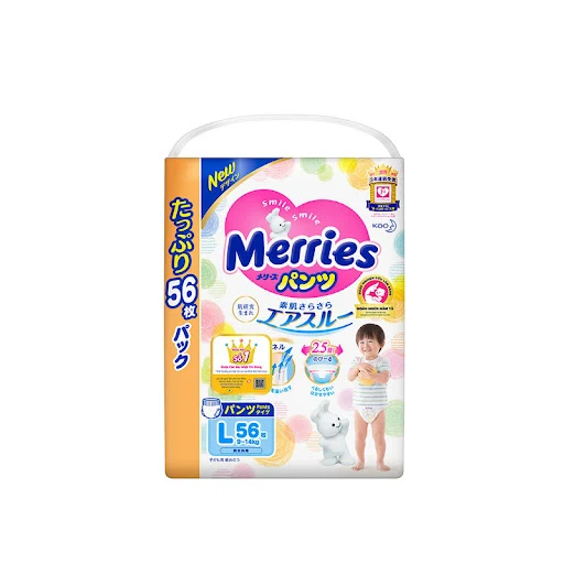 Tã quần Merries JUMBO SIZE L56 (9-14kg)