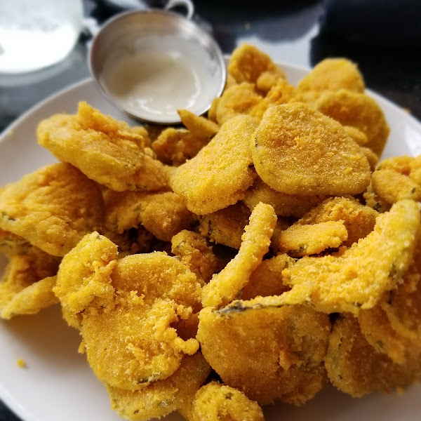 Gluten-Free Fried Pickles at Rev Cafe