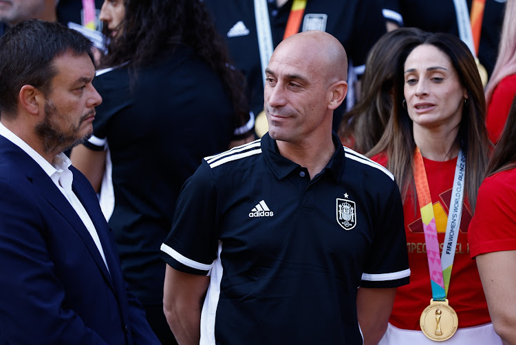 Spanish football federation chief Luis Rubiales attend a reception with Pedro Sanchez, first minister of Spain (not pictured), for the players and staff of the Spain women's national football team after they won the Fifa Women's World Cup at Palacio de la Moncloa, in Madrid on August 22 2023.