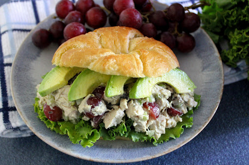 Walnut and Grape Chicken Salad Supreme on a croissant.