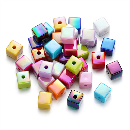 Title 2, 14mm Acrylic Mabei Colorful Square Straight Hol...