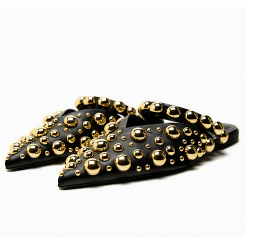 Title 6, Versatile Rivet Pointed Toe Sandals Flat. Comfo...