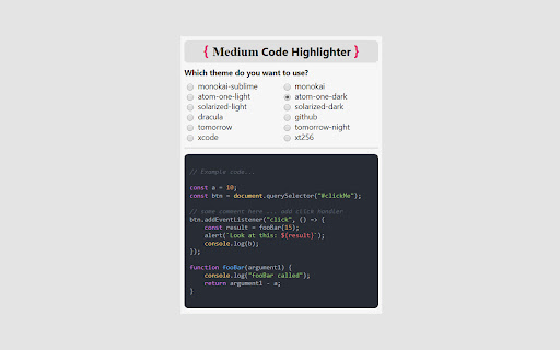 Medium Code Highlighter