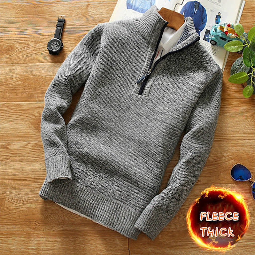 Title 7, Mens high neck and velvet zipper warm sweater