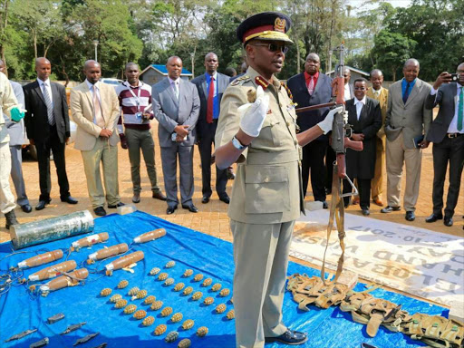 Photos: Police Boss Joseph Boinnet displaying the Suicide Vehicle Borne Improvised Explosive Device (SVBIED) laden with approximately 80 Kgs of high-grade Trinitrotoluene (TNT) intercepted in Merti, Isiolo County. It was to be used to conduct a massive terror attack in Nairobi. COURTESY