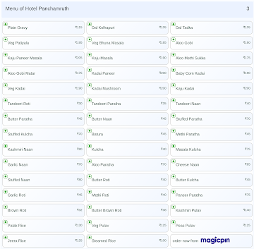 Hotel Panchamruth menu 