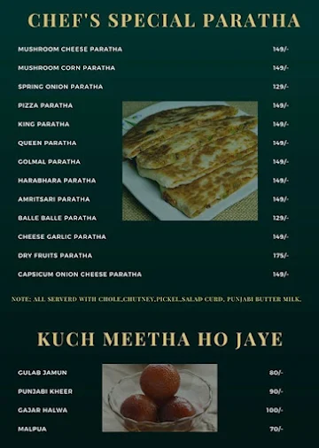 Parathe Wala menu 