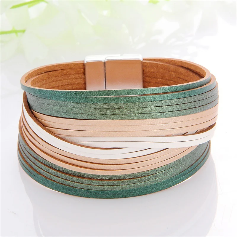 Nieuwe populaire multicolor lederen bedelarmband, unisex sieraad, perfect als cadeau. Een stijlvol accessoire voor iedereen.
