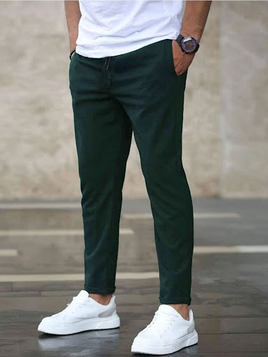 Title 2, Mens Solid Color Casual Cropped Pants Comforta...