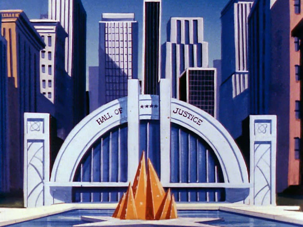 The Outside of the Hall of Justice from the 1970s cartoon SuperFriends