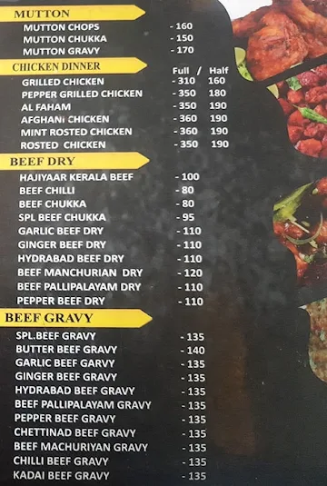 Lmn Hajiyaar Briyani menu 