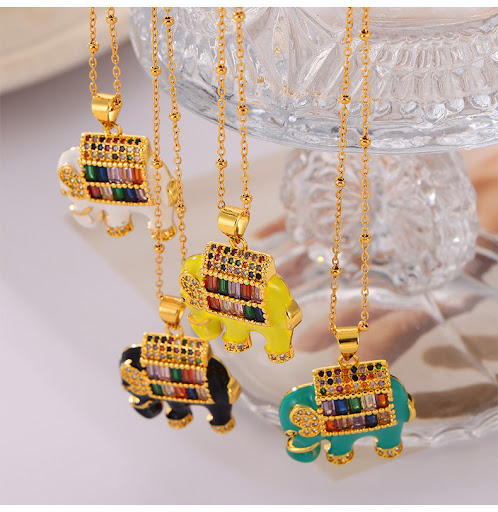 Title 3, Elephant design pendant titanium steel necklace...