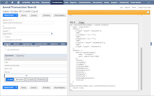 NetSuite: Saved Search and Dataset Export