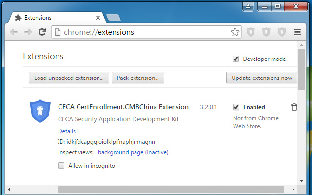 CFCA CertEnrollment.CMBChina Extension chrome extension