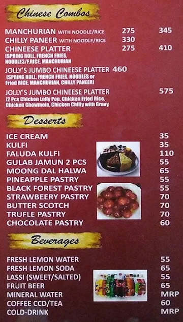 Jolly's menu 