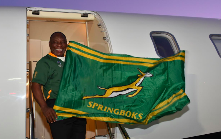 President Cyril Ramaphosa departing South Africa for Yokohama, Japan, where he led the nation’s support for the Springboks in their 2019 Rugby World Cup final game.