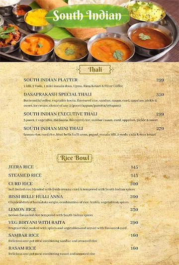 Dasaprakash menu 