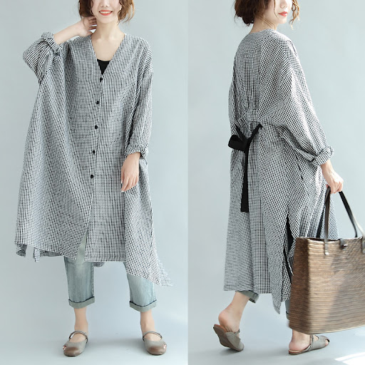 Title 9, Black And White Plaid Roll Cropped Sleeve Dress...