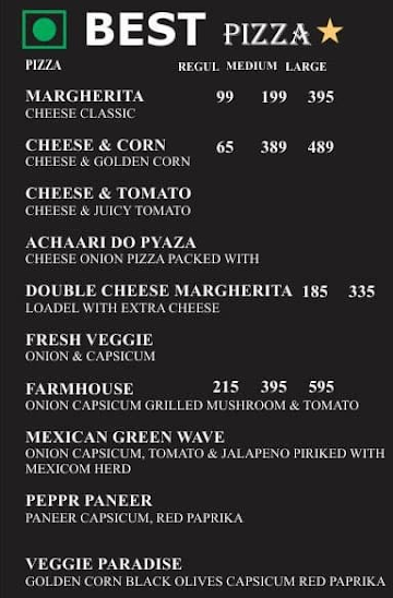 Delight Pizza menu 