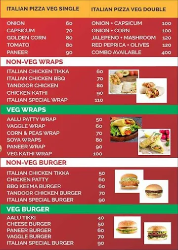 Italian Pizza menu 