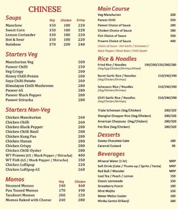 Food Fusion Corner menu 