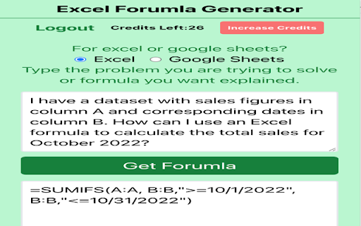 Execel Formula Generator