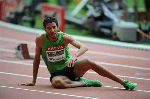 French runner Mahiedine Mekhissi-Benabbad reacts after winning the 3.000m steeple chase event at the IAAF Diamond League athletics Areva meeting, on July 8, 2011 at the Stade de France in Saint-Denis, a Paris northern suburb